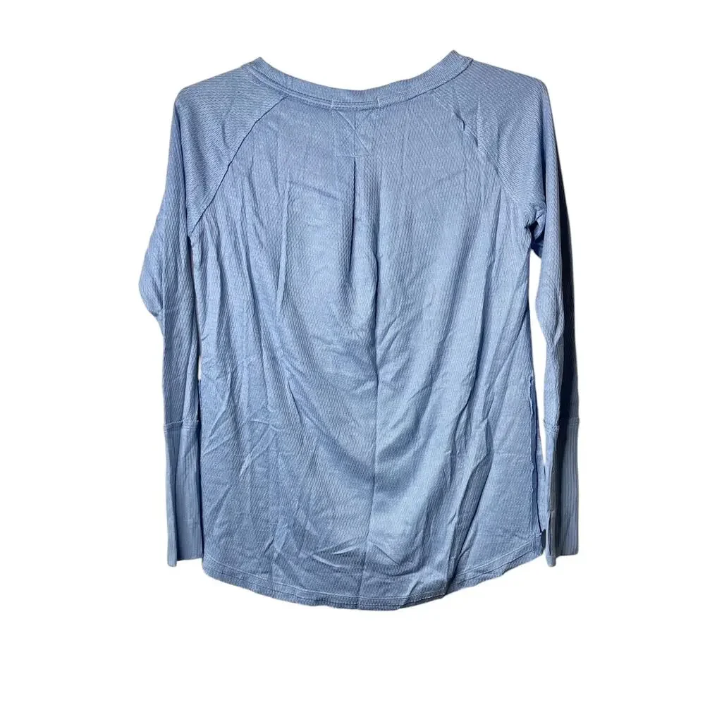 Free People We The Free Snowy Thermal Top Oversized In The Rain Blue Size XSmall